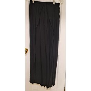 Yado Women's Rayon Boho Pants Side Long Slit Lightweight Wide Leg Size L Black